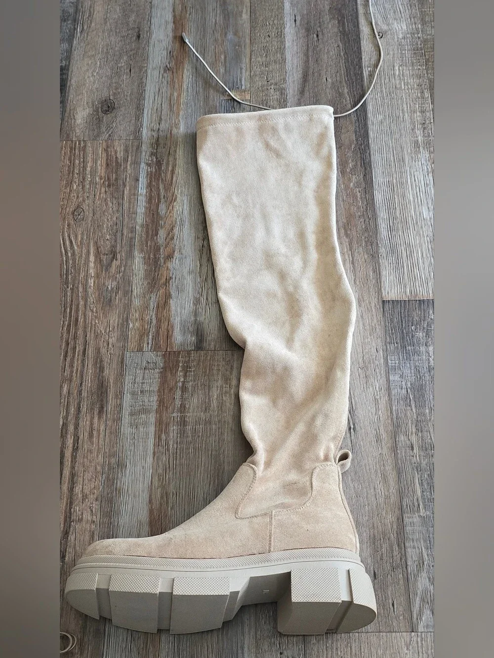 Tan Suede Thigh High Boots Sz 37 NWOT